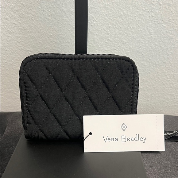 VERA BRADLEY | Quilted Black Small Zip-Around Wallet ~ RFID - Picture 1 of 8